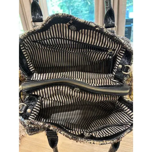 Kate spade Vintage Patent Trim Tweed Handle Bag with strap - Picture 5 of 11